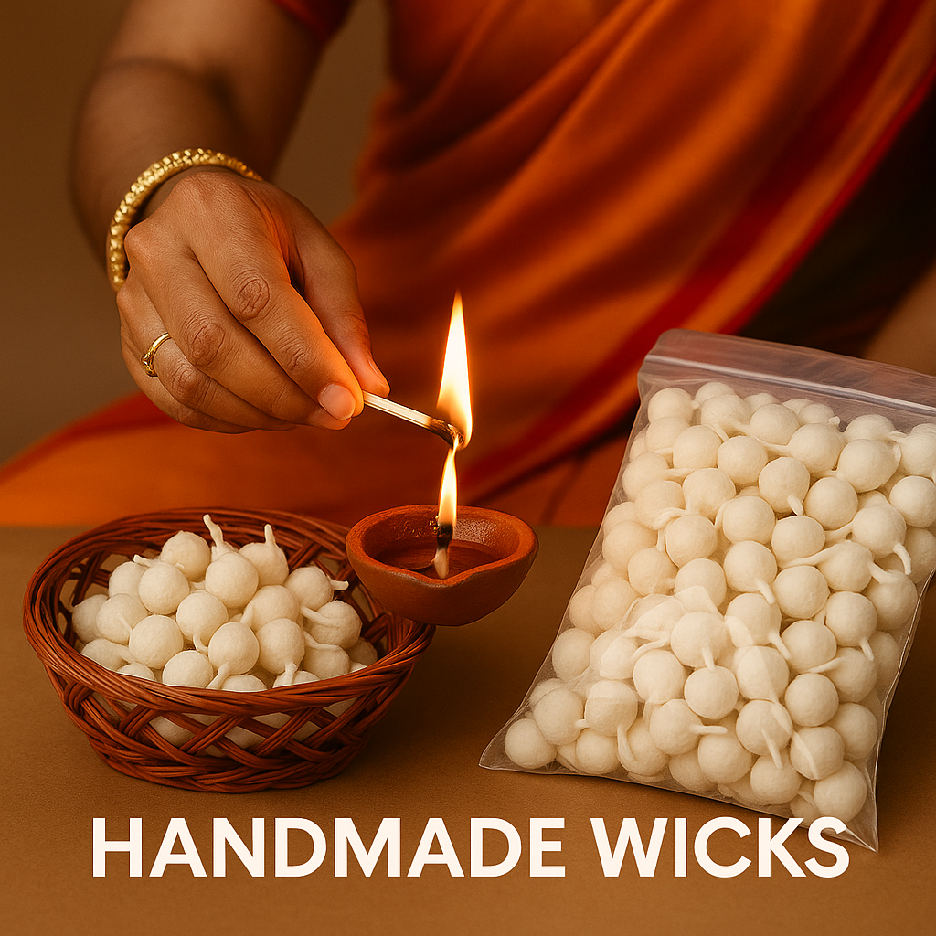 Premium Handmade Cotton Wicks (Rui Batti) – 2000 Pieces for Diya & Puja