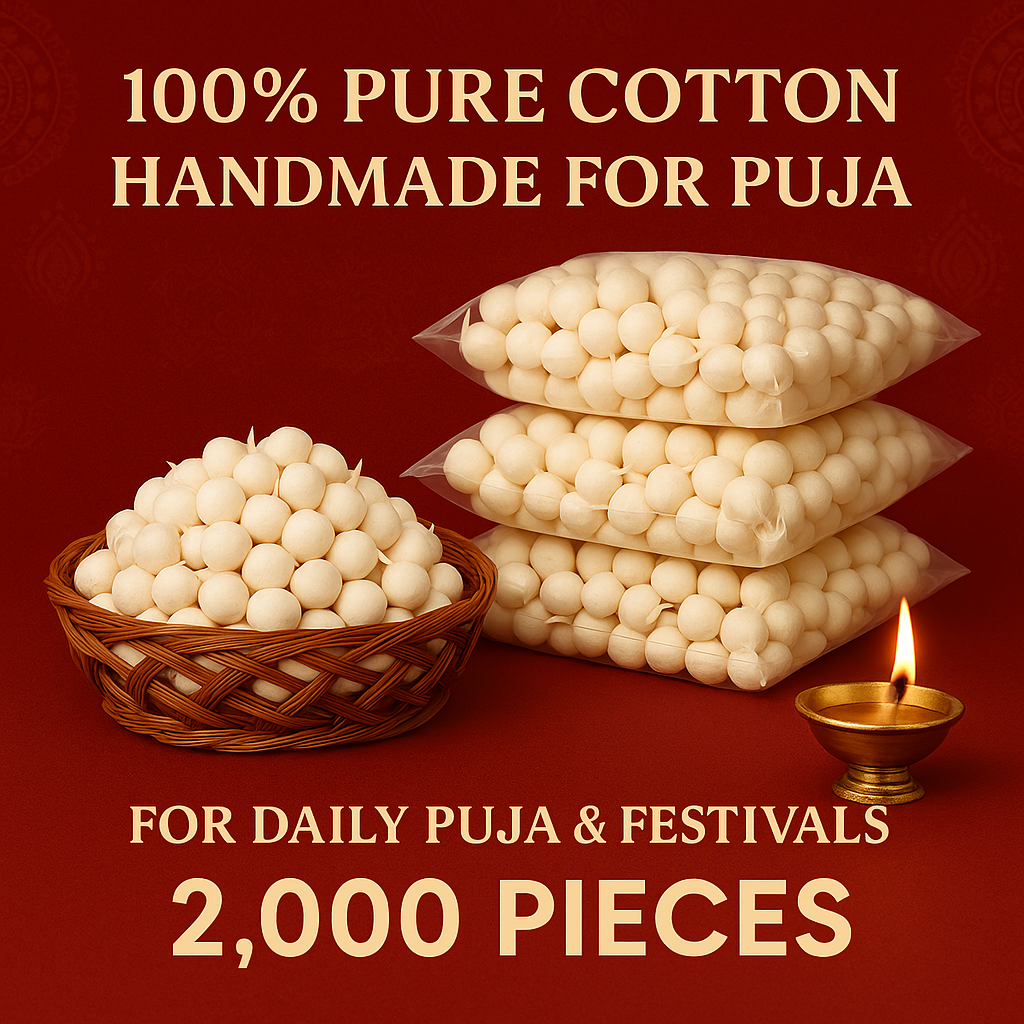 Premium Handmade Cotton Wicks (Rui Batti) – 2000 Pieces for Diya & Puja
