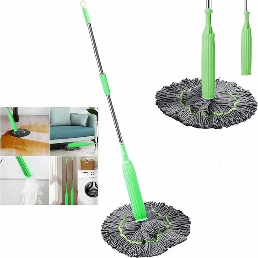 Trenzio 360° Spin Bamboo Mop | Self-Wringing, Reusable Microfiber Pad 🌱
