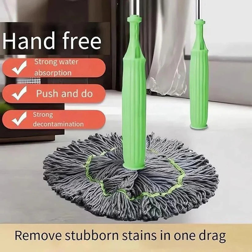 Trenzio 360° Spin Bamboo Mop | Self-Wringing, Reusable Microfiber Pad 🌱