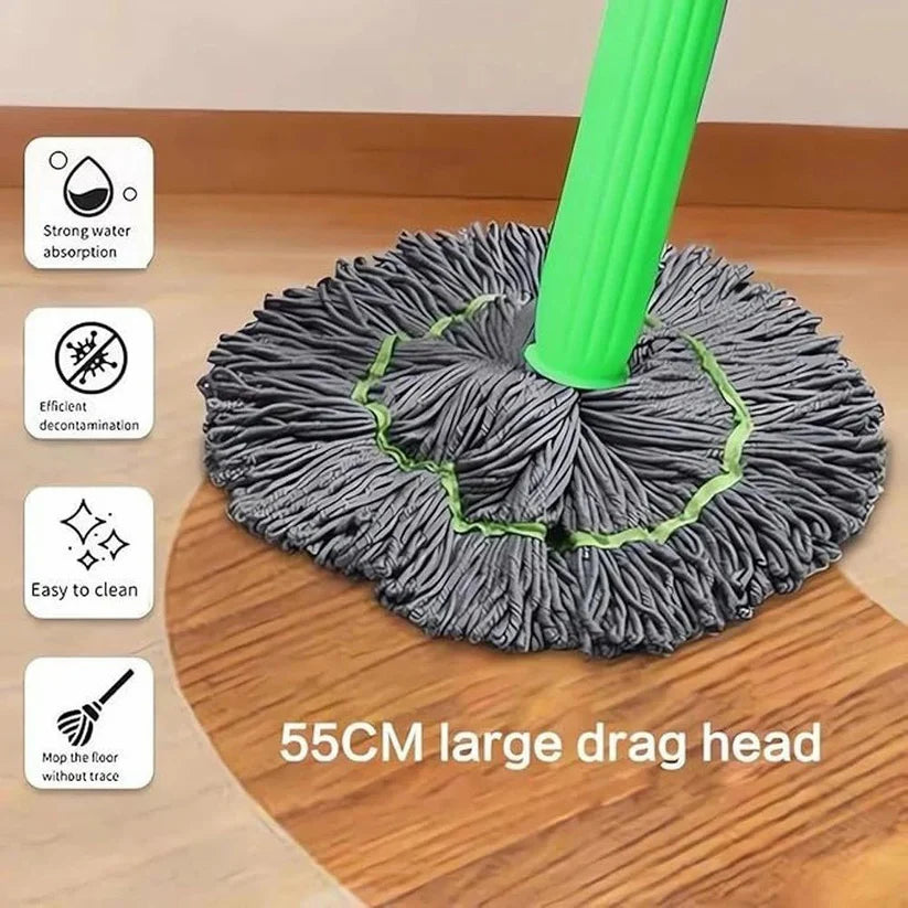 Trenzio 360° Spin Bamboo Mop | Self-Wringing, Reusable Microfiber Pad 🌱