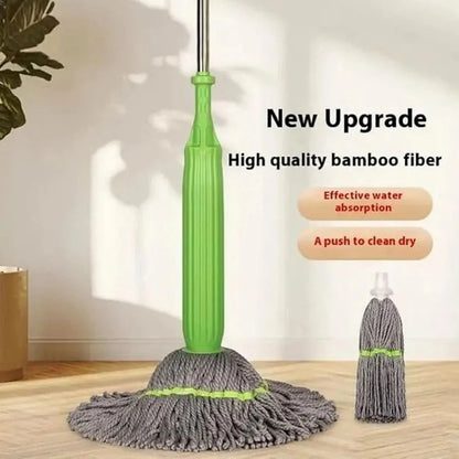 Trenzio 360° Spin Bamboo Mop | Self-Wringing, Reusable Microfiber Pad 🌱